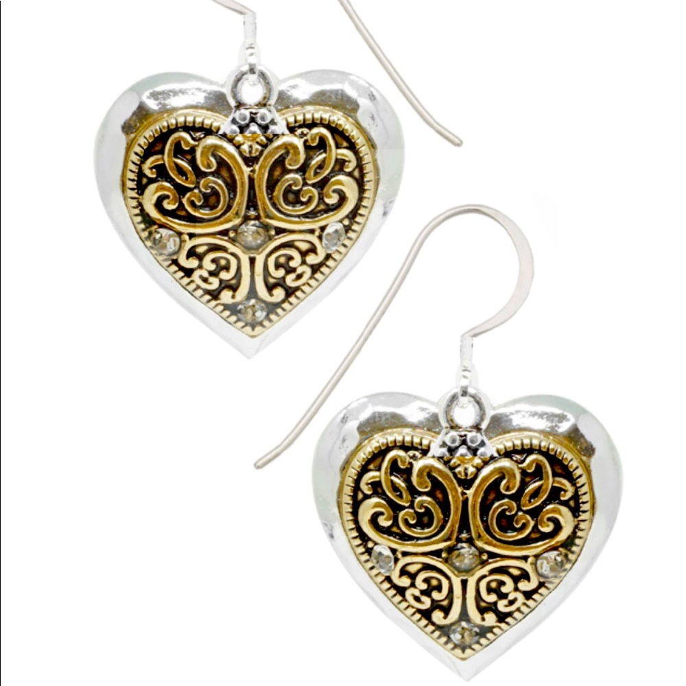 Heart Shape Earring with Clear Rhinestones